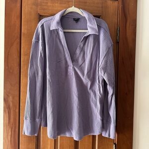 Torrid Thermal Waffle Top Women’s 2 Purple Casual Blouse Shirt Collared